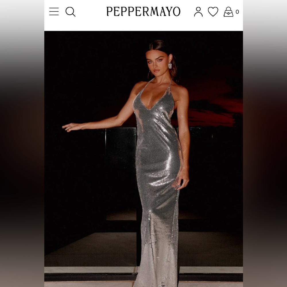 Peppermayo Shiny Silver Backless Dress